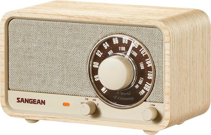 SANGEAN WR-8 – Tragbares Vintage Radio mit Bluetooth Lautsprecher, FM-Empfang, integriertem Akku, Ec