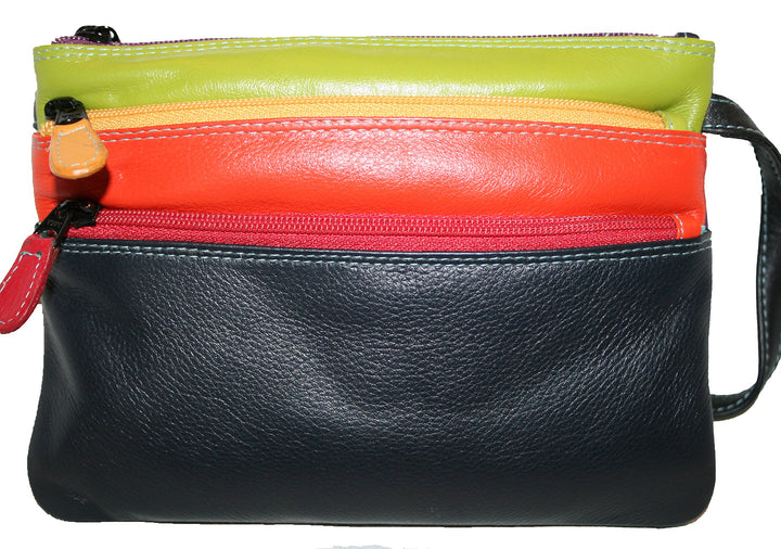 Graffiti/Golunski Kleine Umhängetasche aus Leder 7156 Multi Gr. S, Schwarz Grün Rot Pink, Schwarz Gr