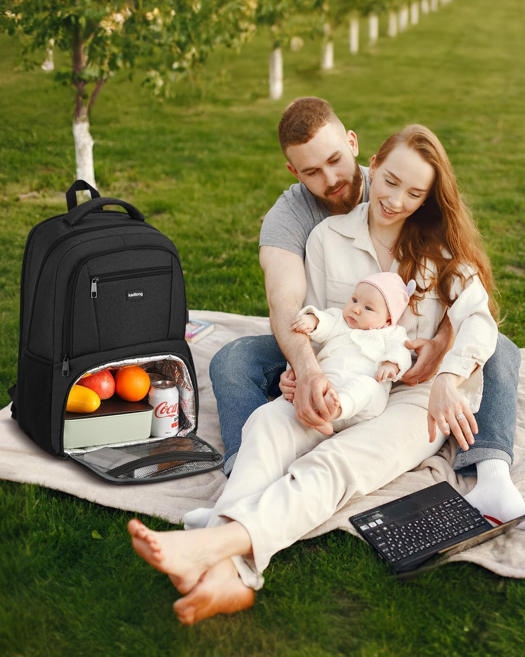 kadilong Lunch Rucksack Herren,Gross Lunch Rucksack 17,3 Zoll für Arbeit Reisen Schule Picknick Uni