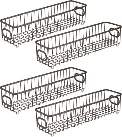 mDesign 4er-Set Küchenkorb aus Metall – flexibler Aufbewahrungskorb für die Küche, Vorratskammer etc