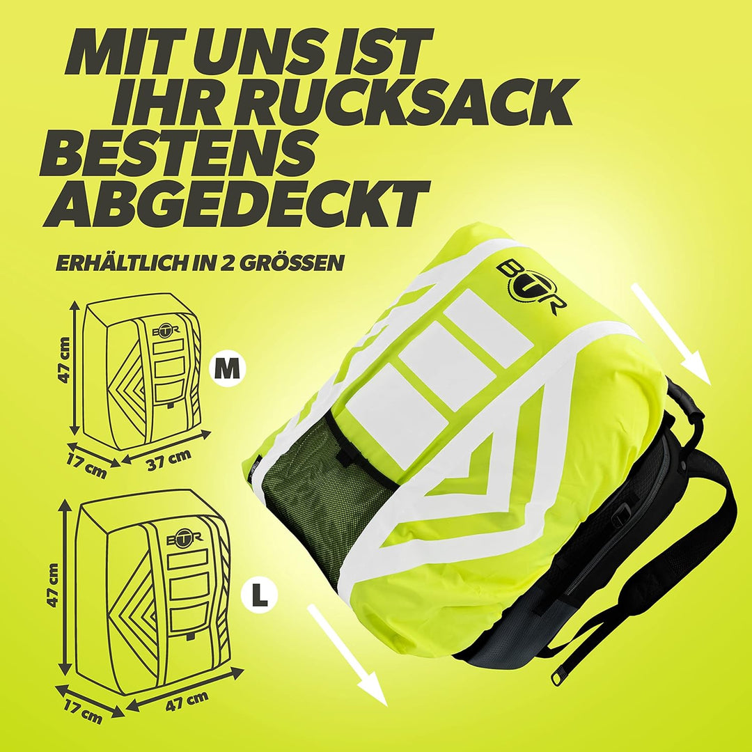BTR Wasserfester Regenschutz für den Rucksack, Regenschutz für Schulranzen Gelb Grösse (57cm x 47cm)