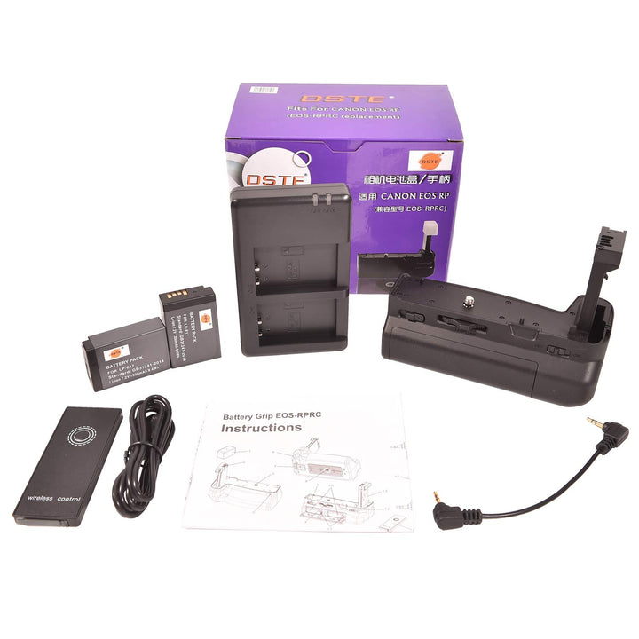 DSTE® Infrarot Fernbedienung Batterie Griff Kompatibel für Canon EOSRP Kamera + 2X Li-ion LP-E17 Bat