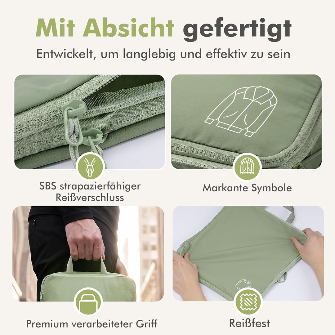 Koffer Organizer Packing Cubes Compression für Koffer und Rucksack, Nylon Packwürfel Organizer Set,T