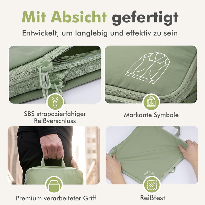 Koffer Organizer Packing Cubes Compression für Koffer und Rucksack, Nylon Packwürfel Organizer Set,T
