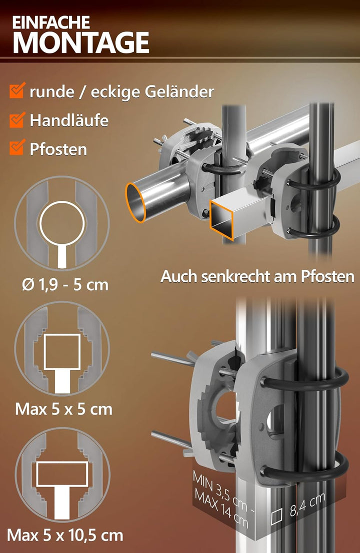 4smile Sonnenschirm Balkon SunnyJoy, 3-in-1 SET, Beige - UPF 50+ Sonnenschirm Ø 180 cm + Sonnenschir