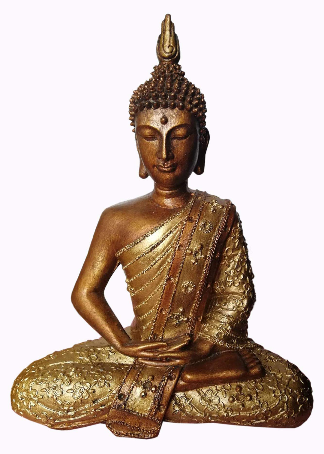 Thai Buddha Meditation Gold Bronze Thailand wetterfest Resin Garten Res12.2