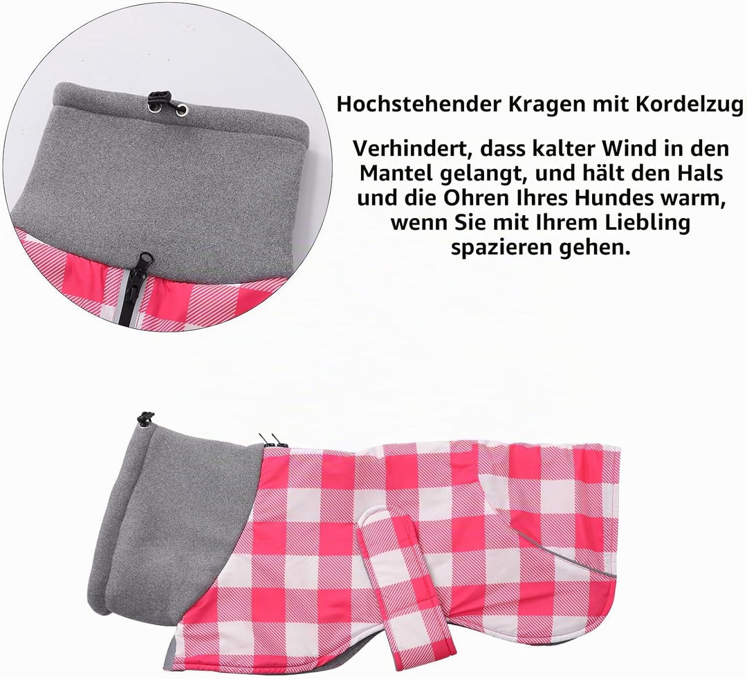 MOREZI Hundejacke ist eine wasserdichte, mit Fleece gefütterte Hundewinterjacke mit verstellbarem Gü