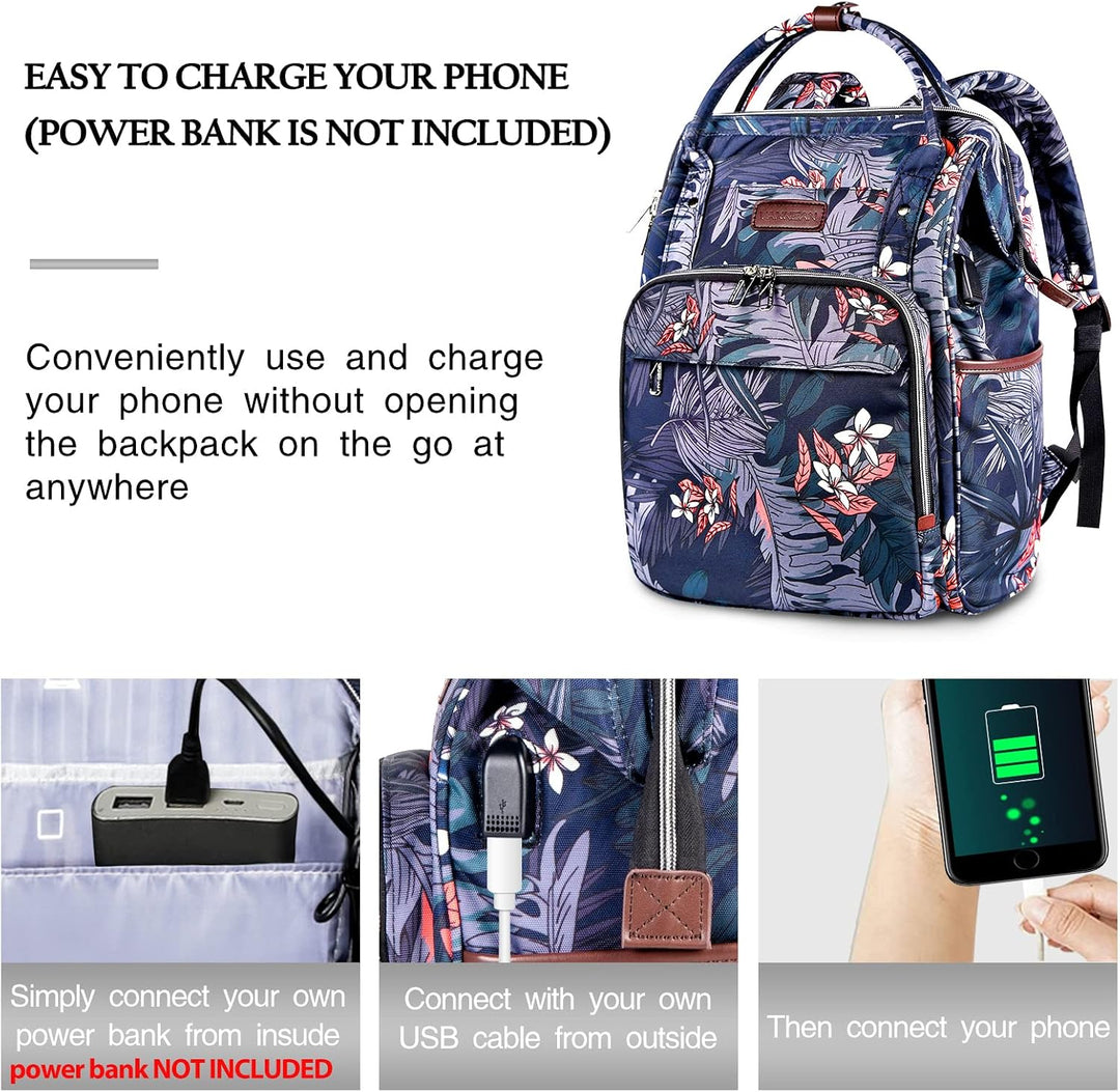 VANKEAN 15.6 Zoll Laptop Rucksack Damen Floral | Wasserdichter Schulrucksack Tagesrucksack Laptop Ta