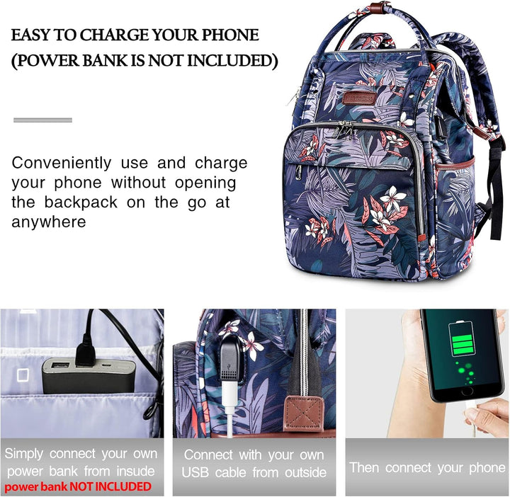 VANKEAN 15.6 Zoll Laptop Rucksack Damen Floral | Wasserdichter Schulrucksack Tagesrucksack Laptop Ta