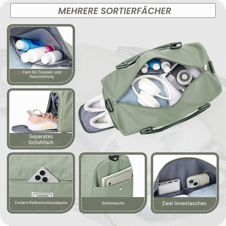 HYC00 Sport Duffel Bag Damen Handgepäck Sporttasche für Damen und Herren mit Nassfach &amp; Schuhfach, R
