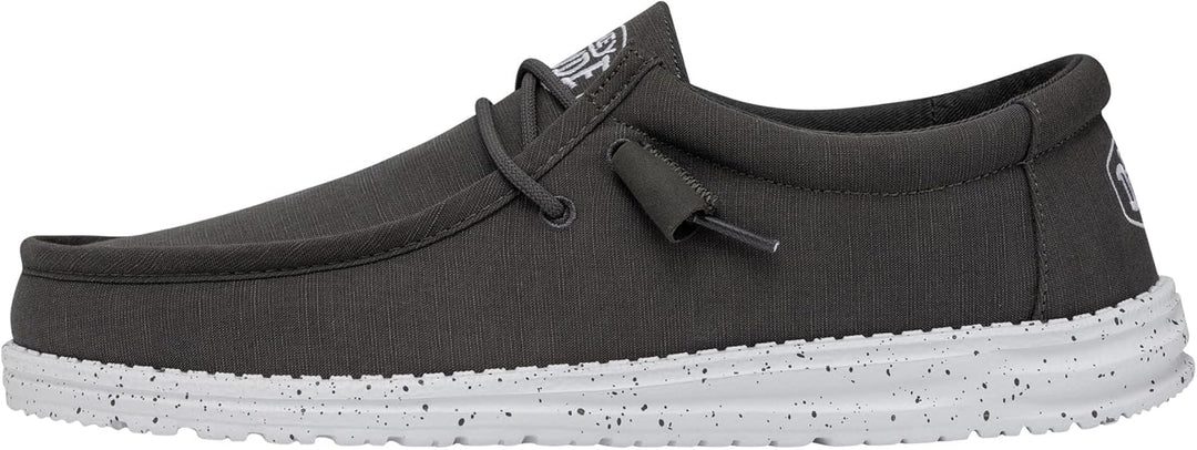 Hey Dude Herren Wally Slub Canvas Moc Toe Shoes 40 EU Dunkelgrau, 40 EU Dunkelgrau
