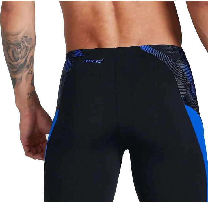 Speedo Herren Eco Endurance+ Splice II Badehose Schwarz/Blau Flame/Usa Anthrazit 26, Schwarz/Blau Fl