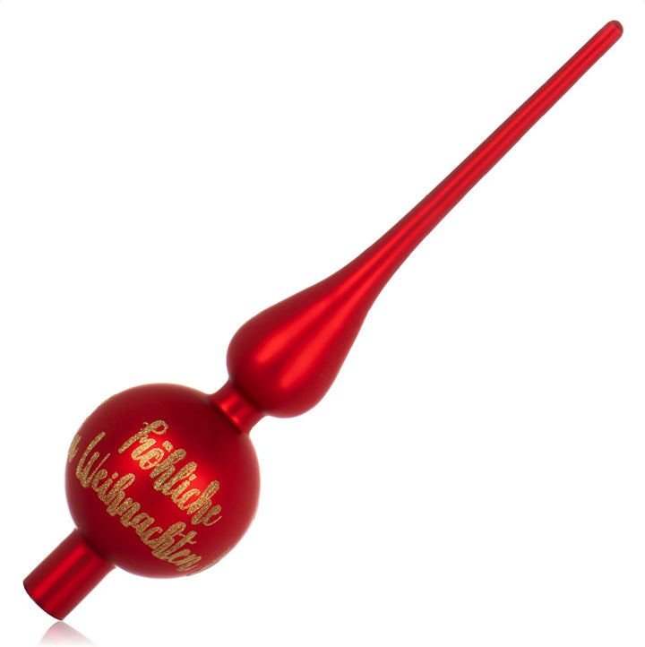 com-four® Weihnachtsbaumspitze mit Schriftzug - Christbaumspitze aus echtem Glas für Weihnachten - T