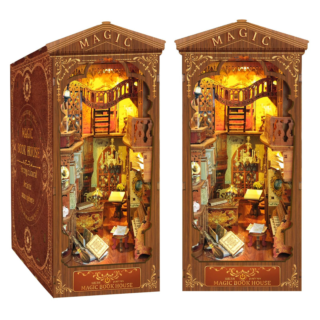 CRIOLPO Book Nook Kit-DIY Puppenhaus Holz Miniatur Haus Kit, Buch Ecke Miniatur Kit für Erwachsene T