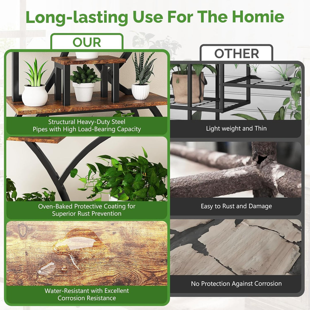 Bonnlo Blumenständer Pflanzenständer mit Licht, 10-stöckiges Pflanzenregal für Innenbereich, Pflanze