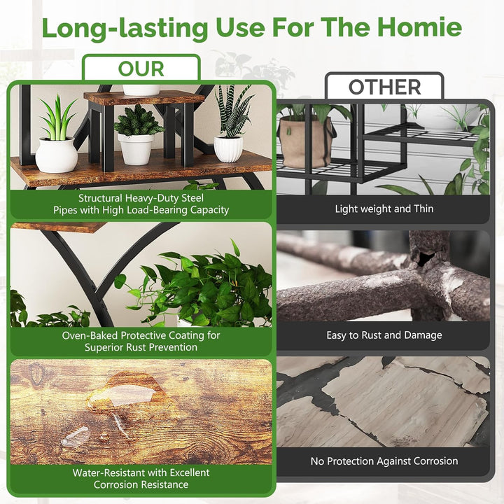 Bonnlo Blumenständer Pflanzenständer mit Licht, 10-stöckiges Pflanzenregal für Innenbereich, Pflanze