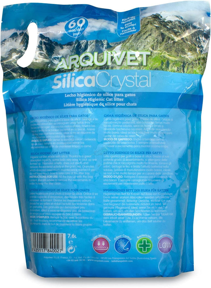 Arquivet Silica Crystal Pack 4 x 7.6L Katzenstreu - saugfähig, hilft Gerüche und Bakterien zu entfer