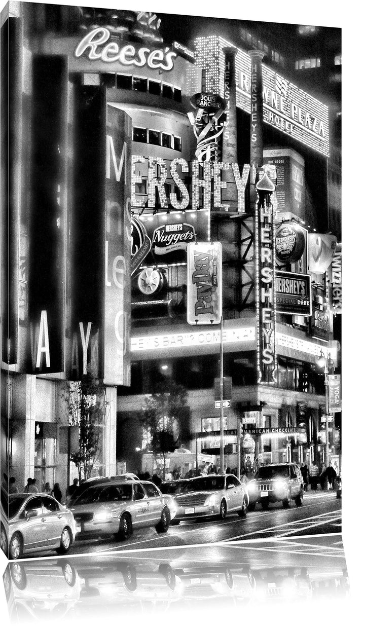 Pixxprint Hershey's in New York / 100x70cm Leinwandbild bespannt auf Holzrahmen/Wandbild Kunstdruck