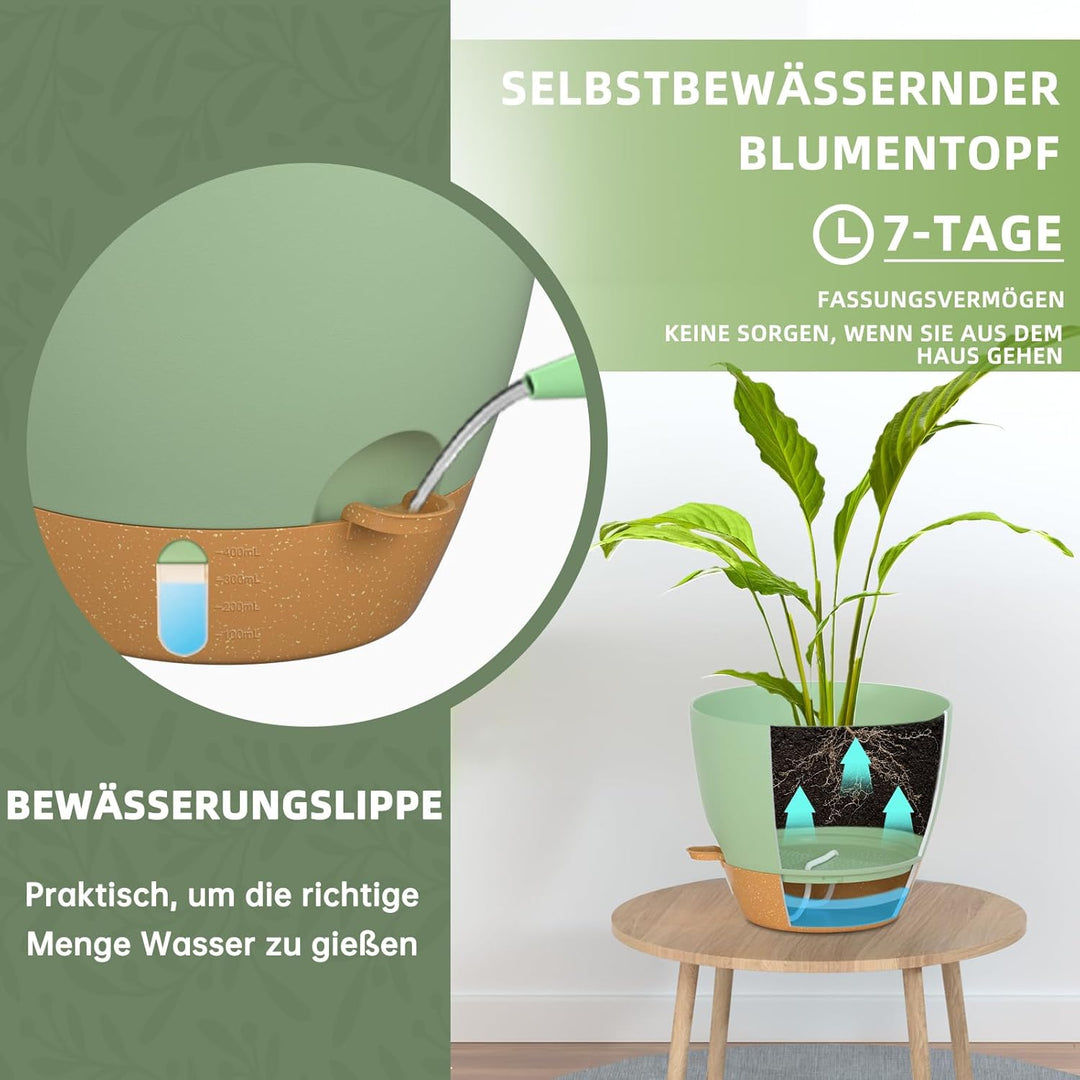 ZMTECH 15 cm Kunststoff-Pflanztöpfe mit Selbstbewässernde Pflanztöpfe mit Abflusslöchern und herausn