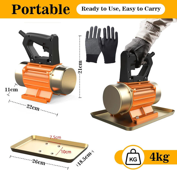 Betonrüttler Klein Rüttelplatte Elektrisch, Verdichter Stampfer Bodenverdichter, 370W Rüttler, Ein-K