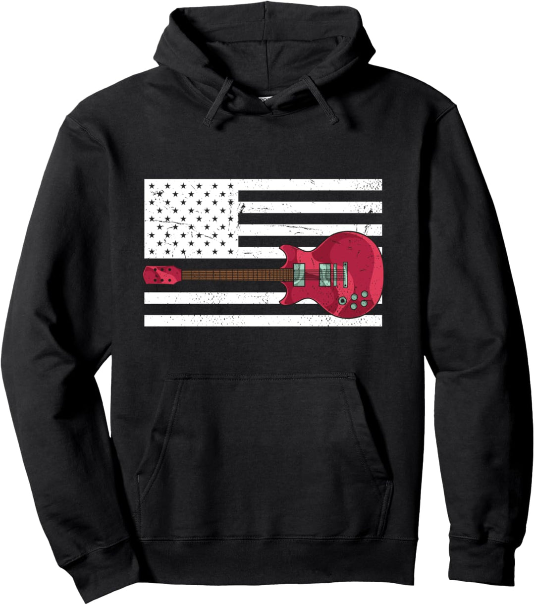 Amerika Flagge E Gitarrist Rock Musiker Musik USA Gitarre Pullover Hoodie