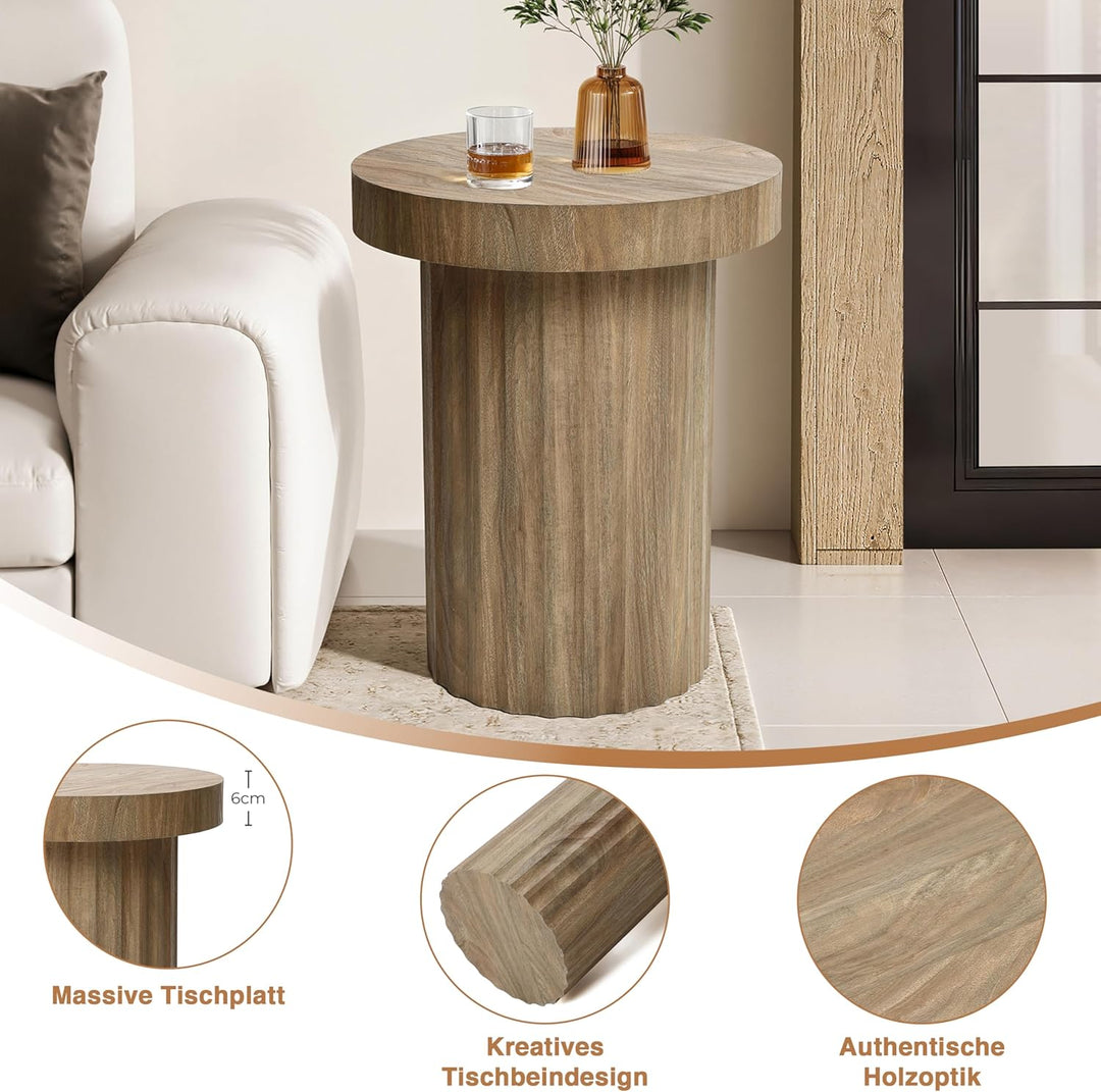 Hometopia Beistelltisch Rund Holz Ø40 cm, Kleiner Sofatisch Stabil, Moderner Couchtisch im Skandinav