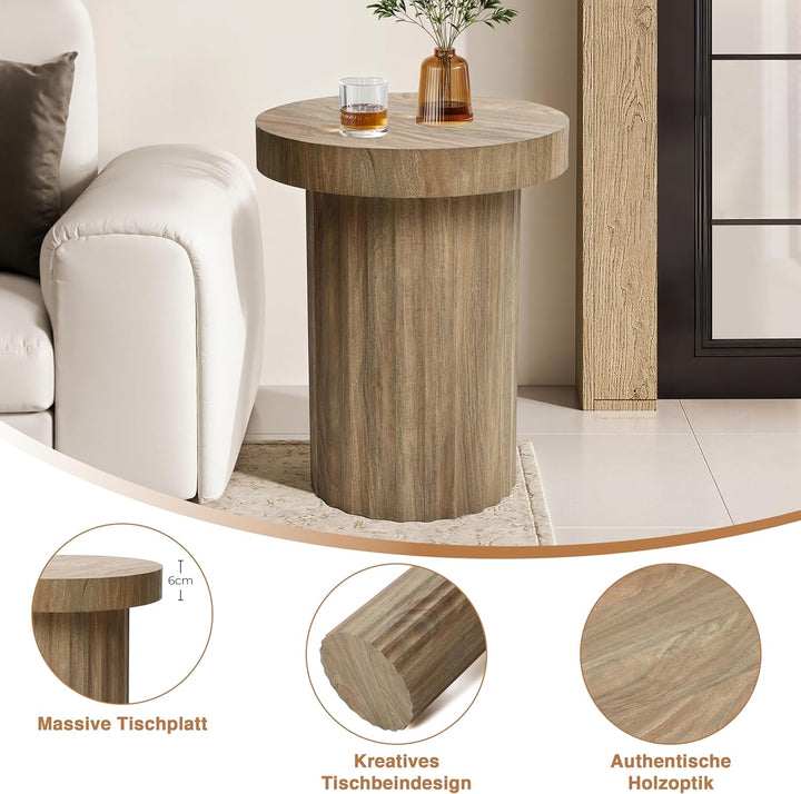 Hometopia Beistelltisch Rund Holz Ø40 cm, Kleiner Sofatisch Stabil, Moderner Couchtisch im Skandinav