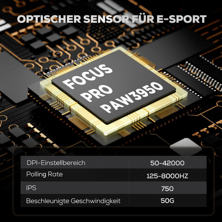 RK ROYAL KLUDGE M3 Gaming Maus Kabellos, 47g Ultralight, 30K DPI PAW3950 Optical Sensor, 8K Polling,