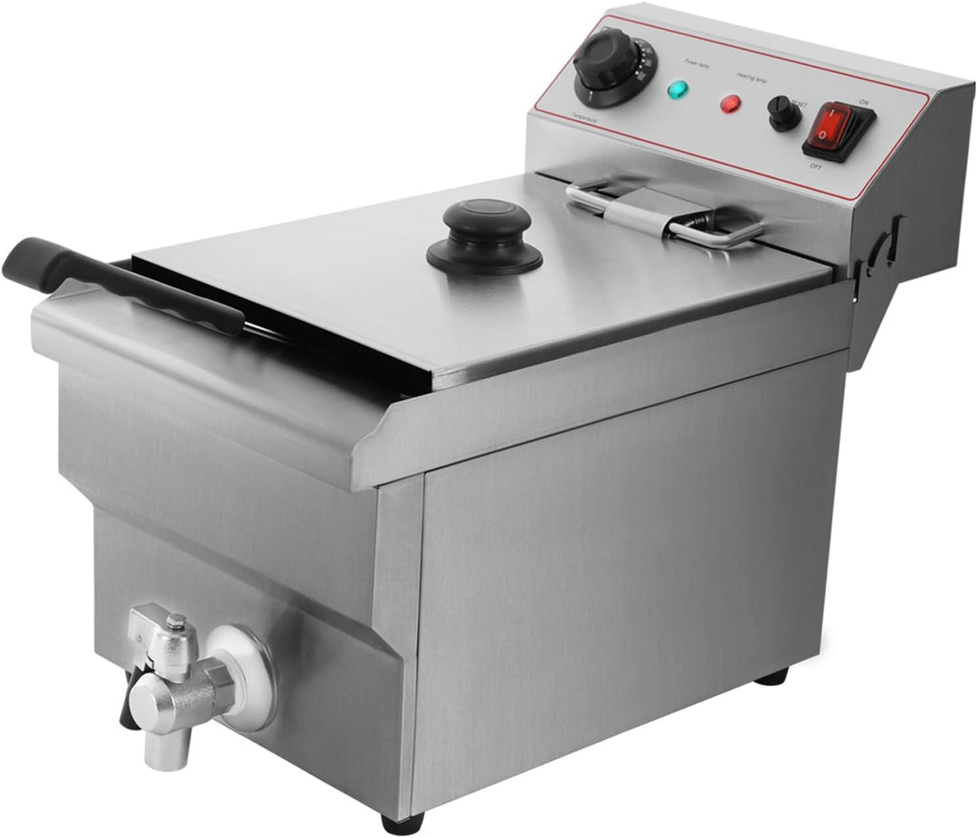 Silber Elektrofritteuse, Grosser Kapazität Küchenfritteuse mit Korb, für Familien, Restaurants, Supe