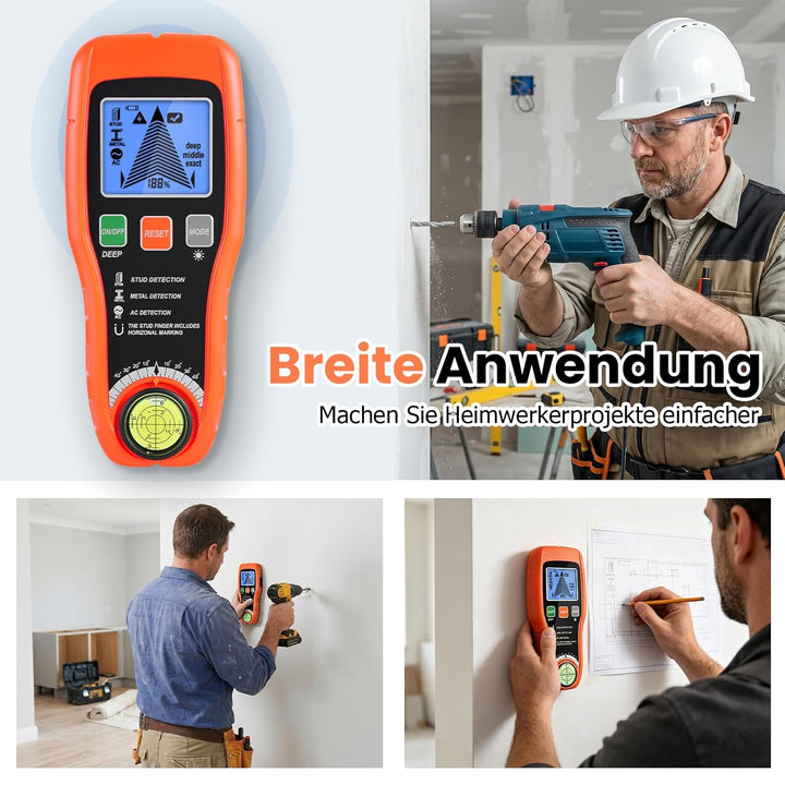 ARCELI 7-in-1 Leitungssuchgerät Leitungssucher Wandscanner mit 3 Holz-Modi,Metall,AC,Wasserwaage + N