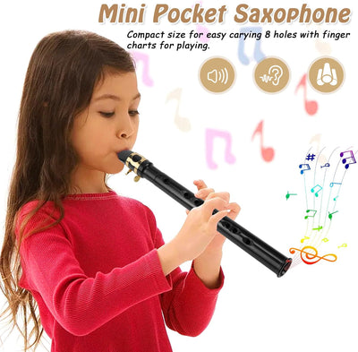 Mini Saxophon Spielbar Tragbares Instrumente Taschensaxophon Schwarz Pocket Saxophone Kit mit Saxoph