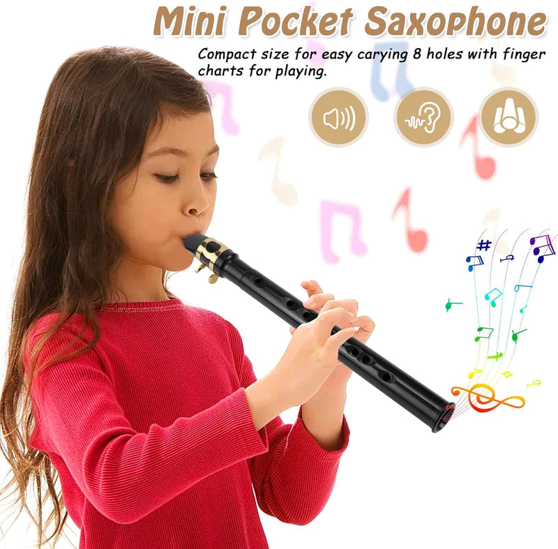 Mini Saxophon Spielbar Tragbares Instrumente Taschensaxophon Schwarz Pocket Saxophone Kit mit Saxoph