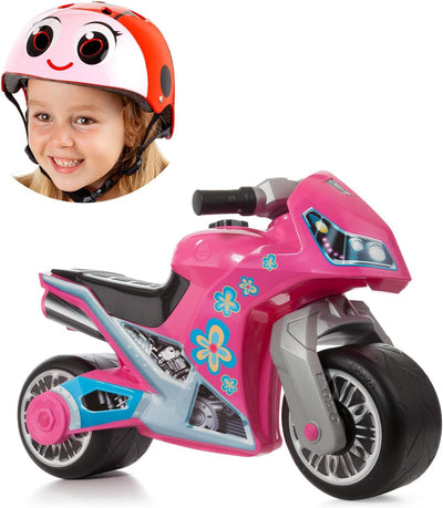 MOLTO Laufmotorrad Cross Rosa + Marienkäferhelm | Motorrad Laufen für alle Arten von Gelände | Siche