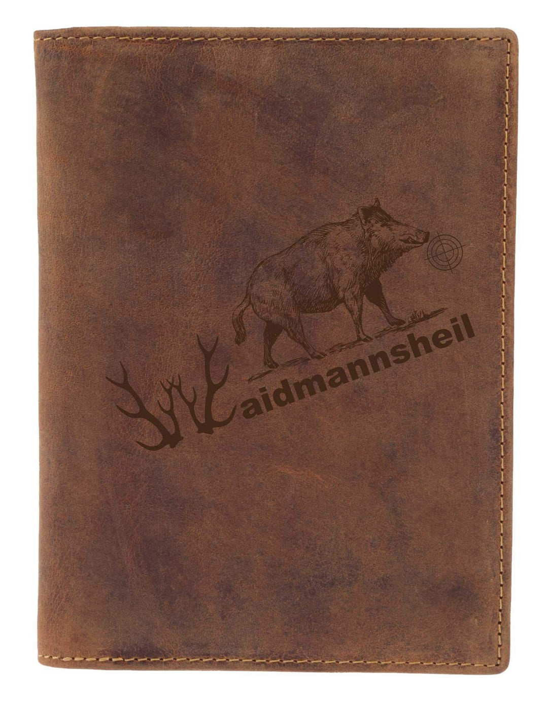 Greenburry Vintage Ausweismappe-Leder I Jagdschein-Etui mit Waidmannsheil Motiv für Jäger - 16,5x1,5