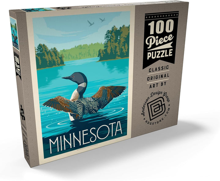 MyPuzzle Minnesota: Seetaucher, Vintage Poster - Premium 100 Teile Puzzle - MyPuzzle Sonderkollektio