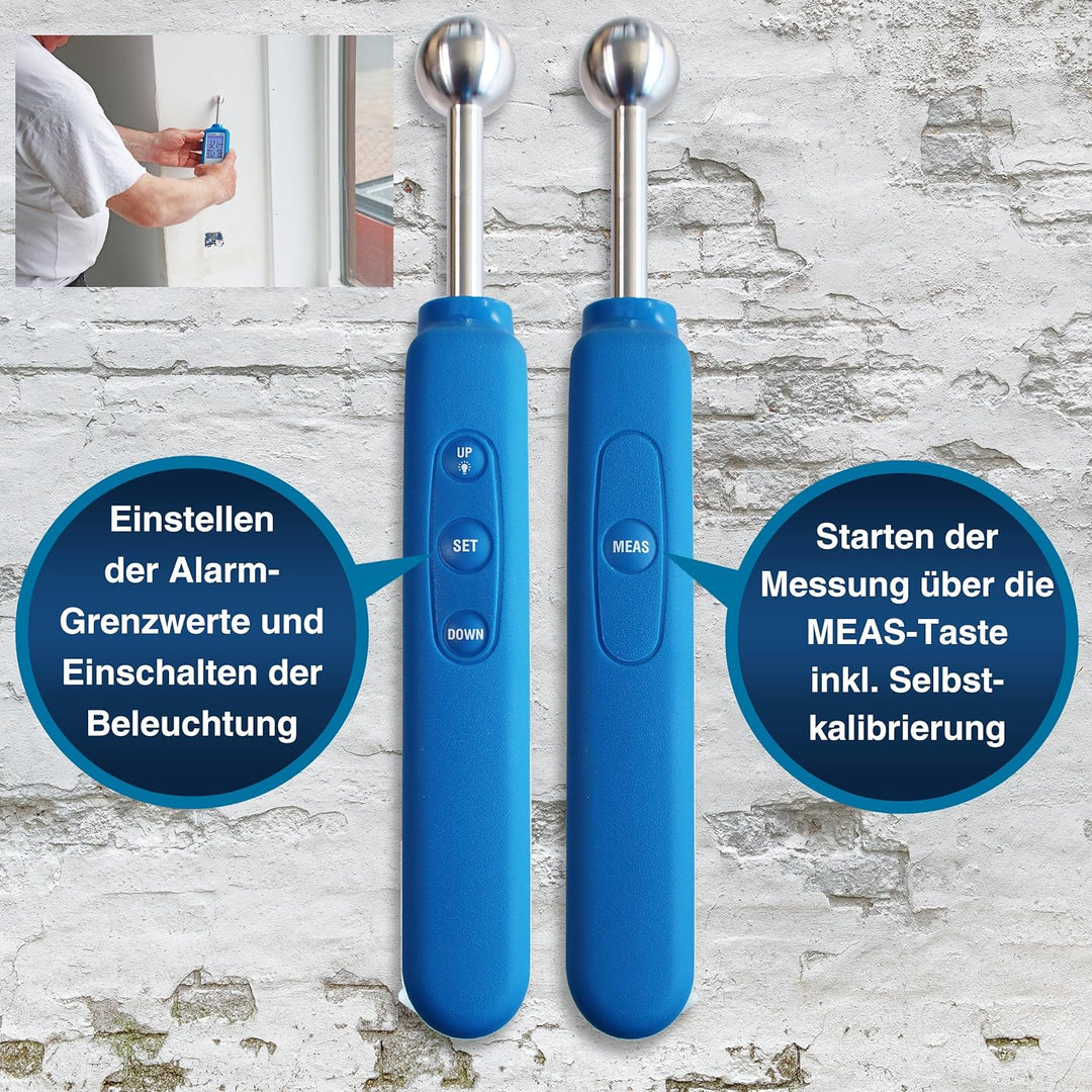 PeakTech 5201 - Profi-Feuchtemessgerät, Indikator für alle Baustoffe, Holz, Wand, Putz, Gips, Mauerw