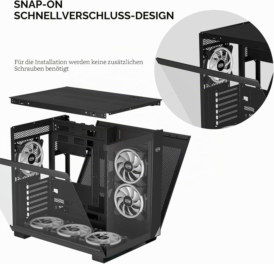 CPS C3T500 ARGB Sales Kit Tower ATX-Gehäuse, PCCOOLER Tower-PC-Gehäuse, 6 120 mm ARGB-Lüfter, kompat