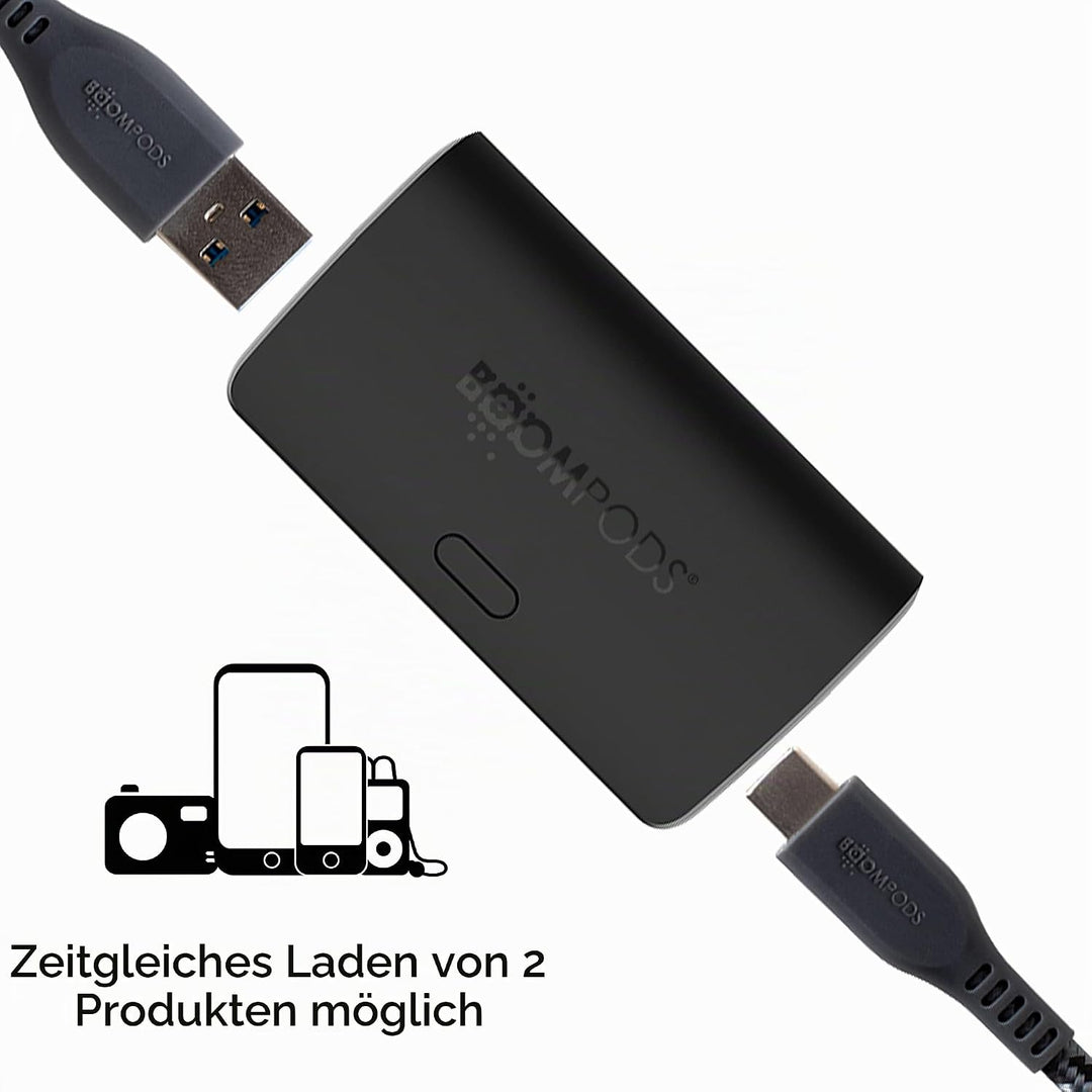 Boompods Powerboom Power Bank Schnellladefunktion 5000mAh - Universal USB/USB-C Powerbank klein, Han