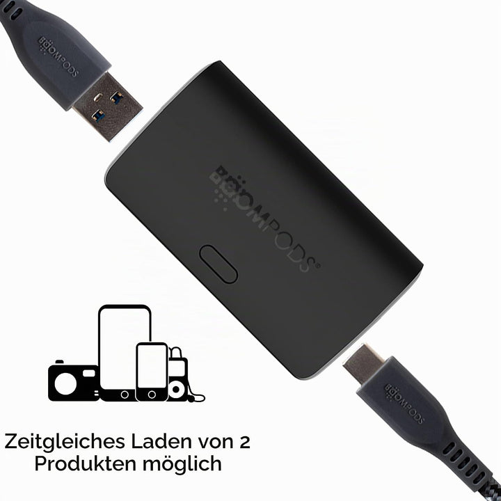 Boompods Powerboom Power Bank Schnellladefunktion 5000mAh - Universal USB/USB-C Powerbank klein, Han