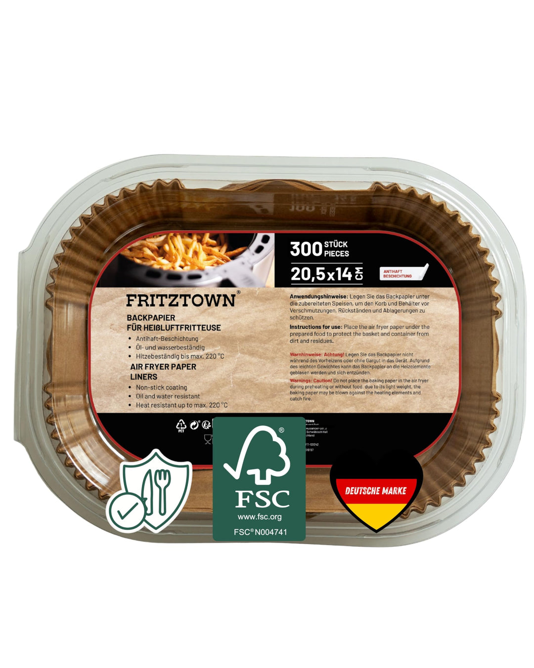 Backpapier für Heissluftfritteuse Ninja Dual | 300 Blatt 20,5x14 cm Rechteckig | Air Fryer Backpapie