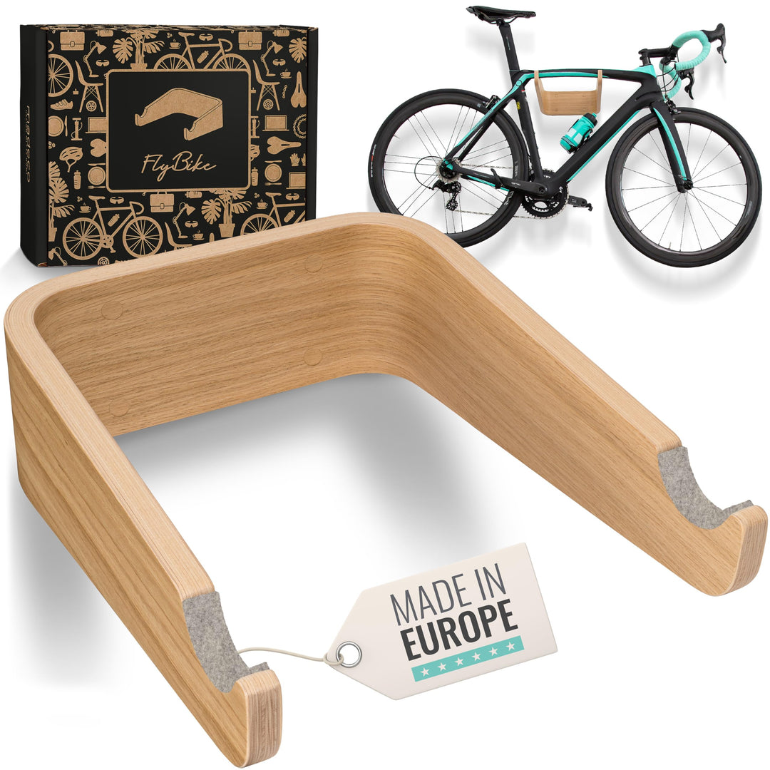 madeco Fahrrad Wandhalterung Holz - FlyBike M Eiche - Design Fahrradhalterung Wand Aufhängung für Wo