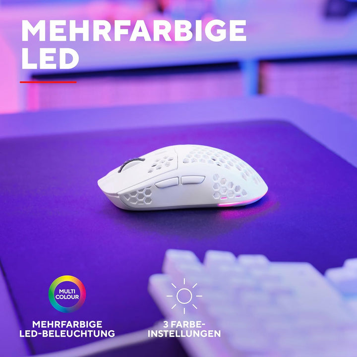 Trust Gaming GXT 929 Helox Kabellose Gaming Maus, Ultraleichte Maus 75g, 80h Dauerbetrieb, 2,4-GHz-M