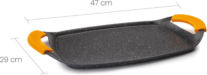 IBILI Grill PLANCHA Basic Stone 47X28,50 cm, Stainless Steel, schwarz/orange, 35 cm 47 x 29 cms, 47