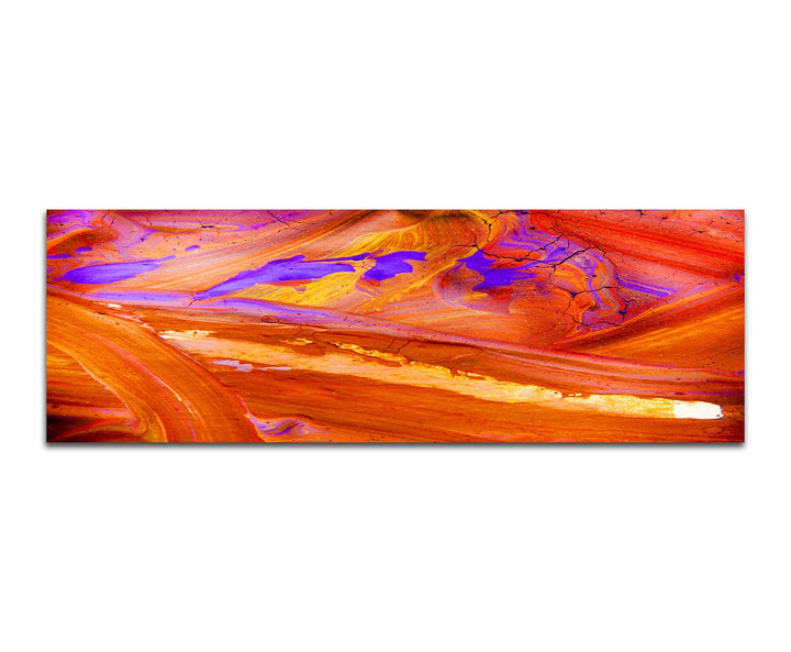 Paul Sinus Art Panoramabild auf Leinwand und Keilrahmen 150x50cm Malerei abstrakt orange lila