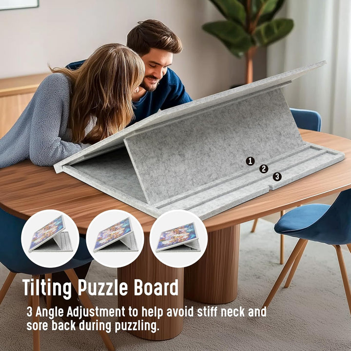 Lavievert 1000 Stück Puzzle Board mit Abdeckung, Puzzle Tisch mit 3 Neigungswinkel, Filzpuzzleablage