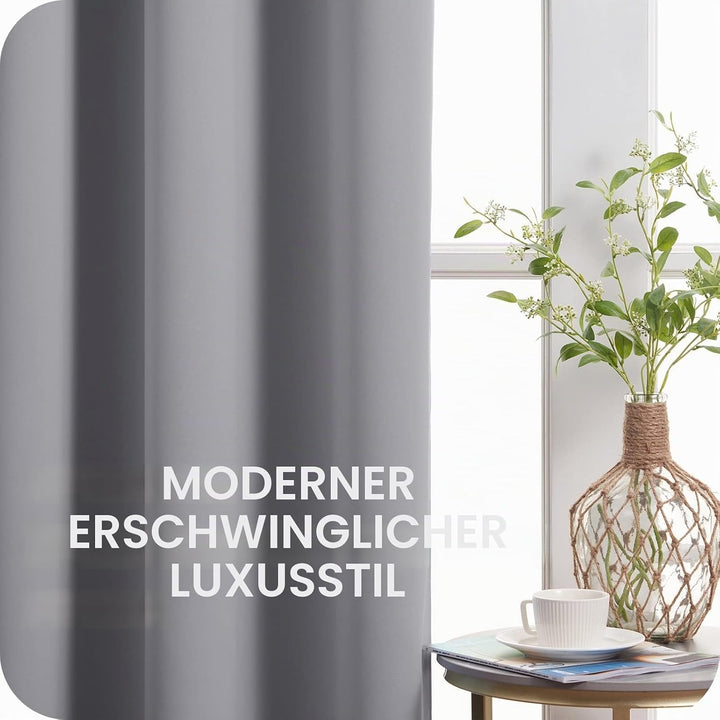 MRTREES Thermovorhang Kälteschutz Hellgrau Gardinen Blickdicht 2er Set Hellgrau 240x140 cm (HxB) Bli