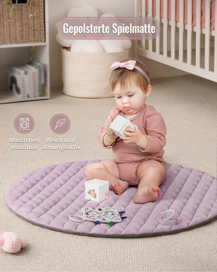 Blissful Diary Spielbogen Baby, Spieldecke Baby Gym Activity Decke mit 6 Abnehmbare Spielzeuge, krab