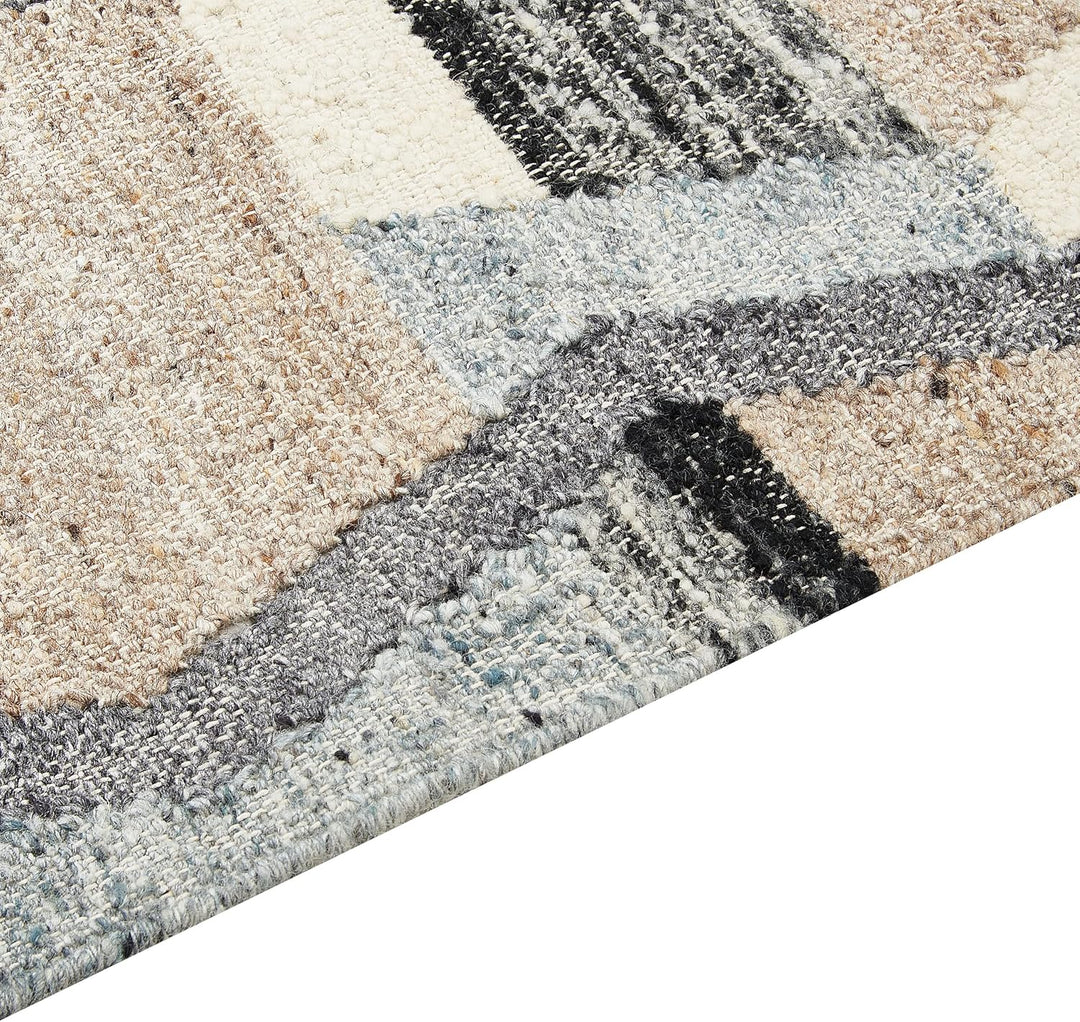 Kelim-Teppich Wolle bunt 160 x 230 cm handgewebt geometrisches Muster Aygezard