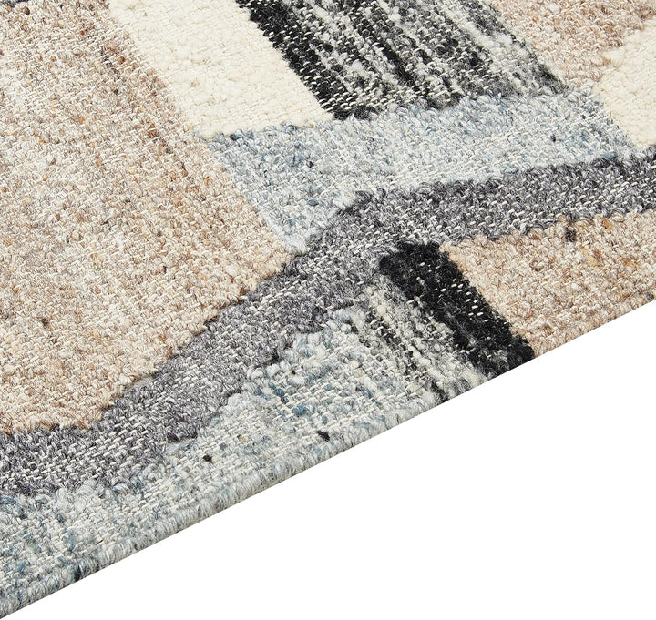 Kelim-Teppich Wolle bunt 160 x 230 cm handgewebt geometrisches Muster Aygezard