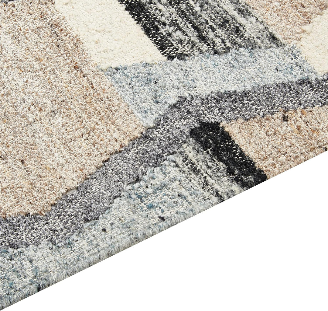 Kelim-Teppich Wolle bunt 160 x 230 cm handgewebt geometrisches Muster Aygezard